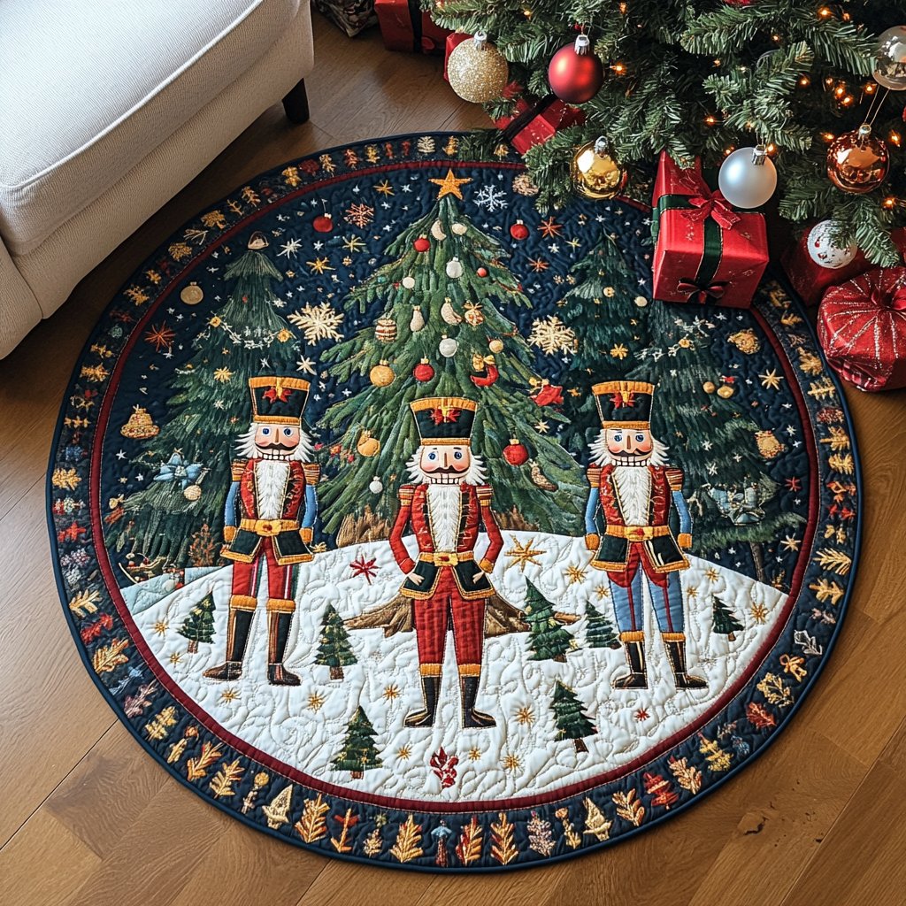 Nutcracker Christmas Round Mat Rug - washable non-slip printed rug