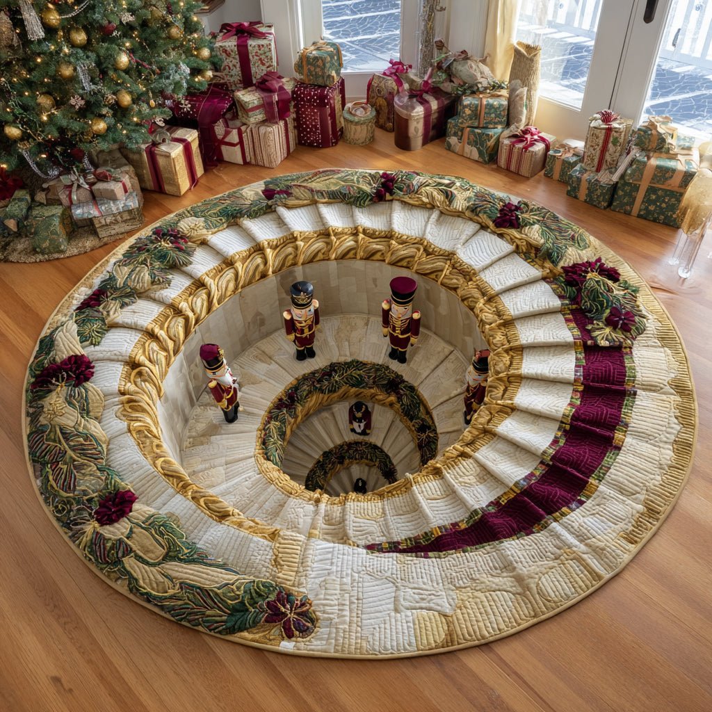 Nutcracker Descent Round Mat Rug - washable non-slip printed rug