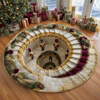 Nutcracker Descent Round Mat Rug - washable non-slip printed rug