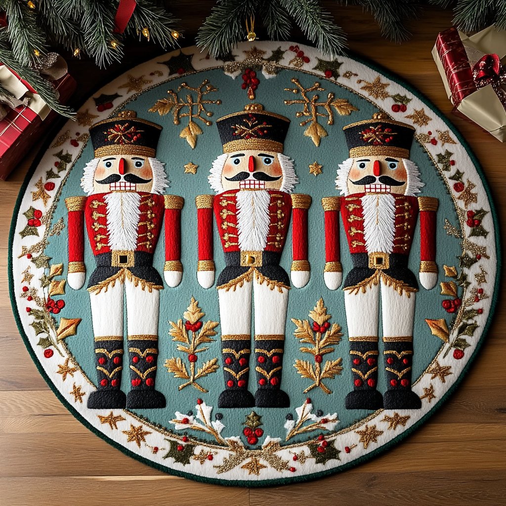 Nutcracker Elegance Round Mat Rug - washable non-slip printed rug