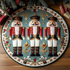Nutcracker Elegance Round Mat Rug - washable non-slip printed rug