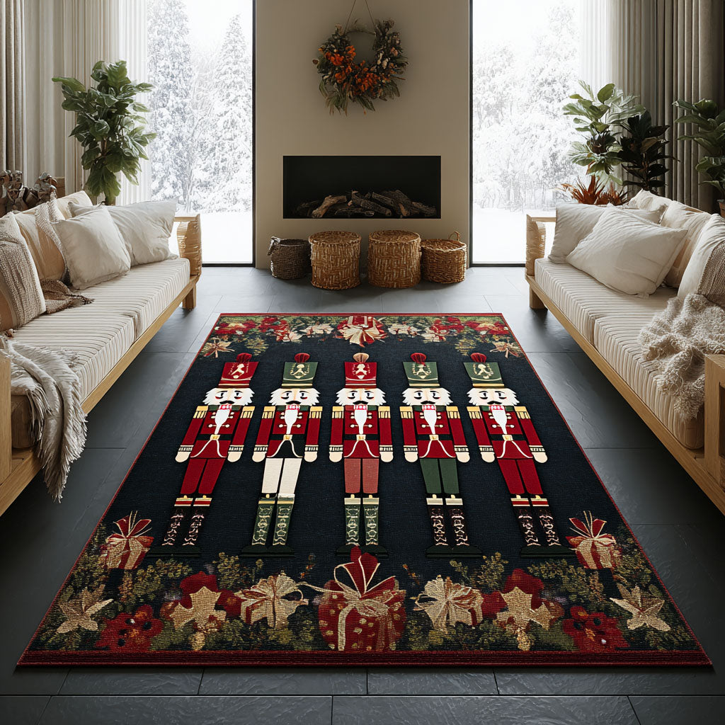 Nutcracker Legend area rug in a living room