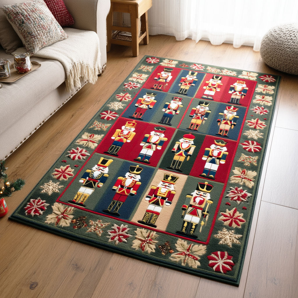 Nutcracker Magic area rug in a living room