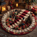 Nutcracker Parade Pit Round Mat Rug - washable non-slip printed rug