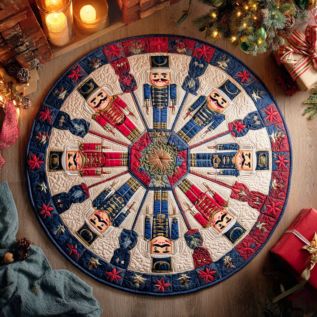 Nutcracker Parade Round Mat Rug - washable non-slip printed rug