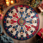 Nutcracker Parade Round Mat Rug - washable non-slip printed rug