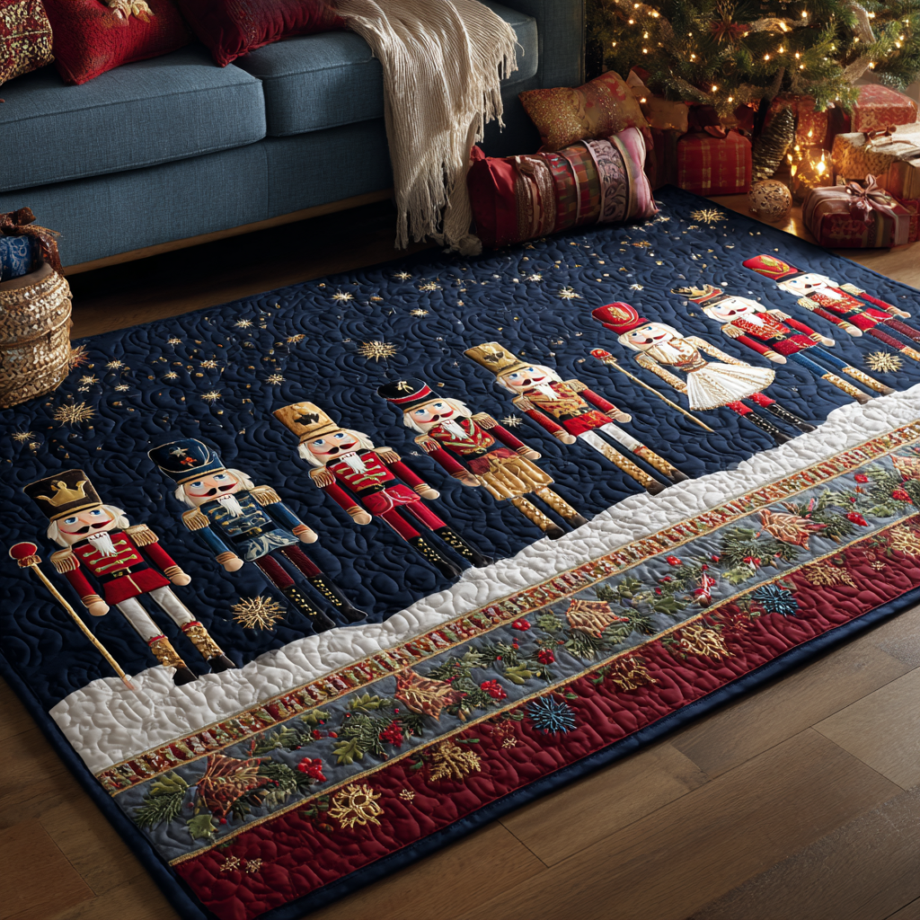 Nutcracker Whisper area rug in a living room