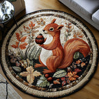 Nutty Fall Days Round Mat Rug - washable non-slip printed rug