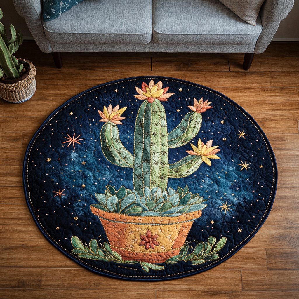Oasis Green Round Mat Rug - washable non-slip printed rug