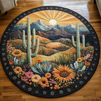 Oasis in Bloom Round Mat Rug - washable non-slip printed rug