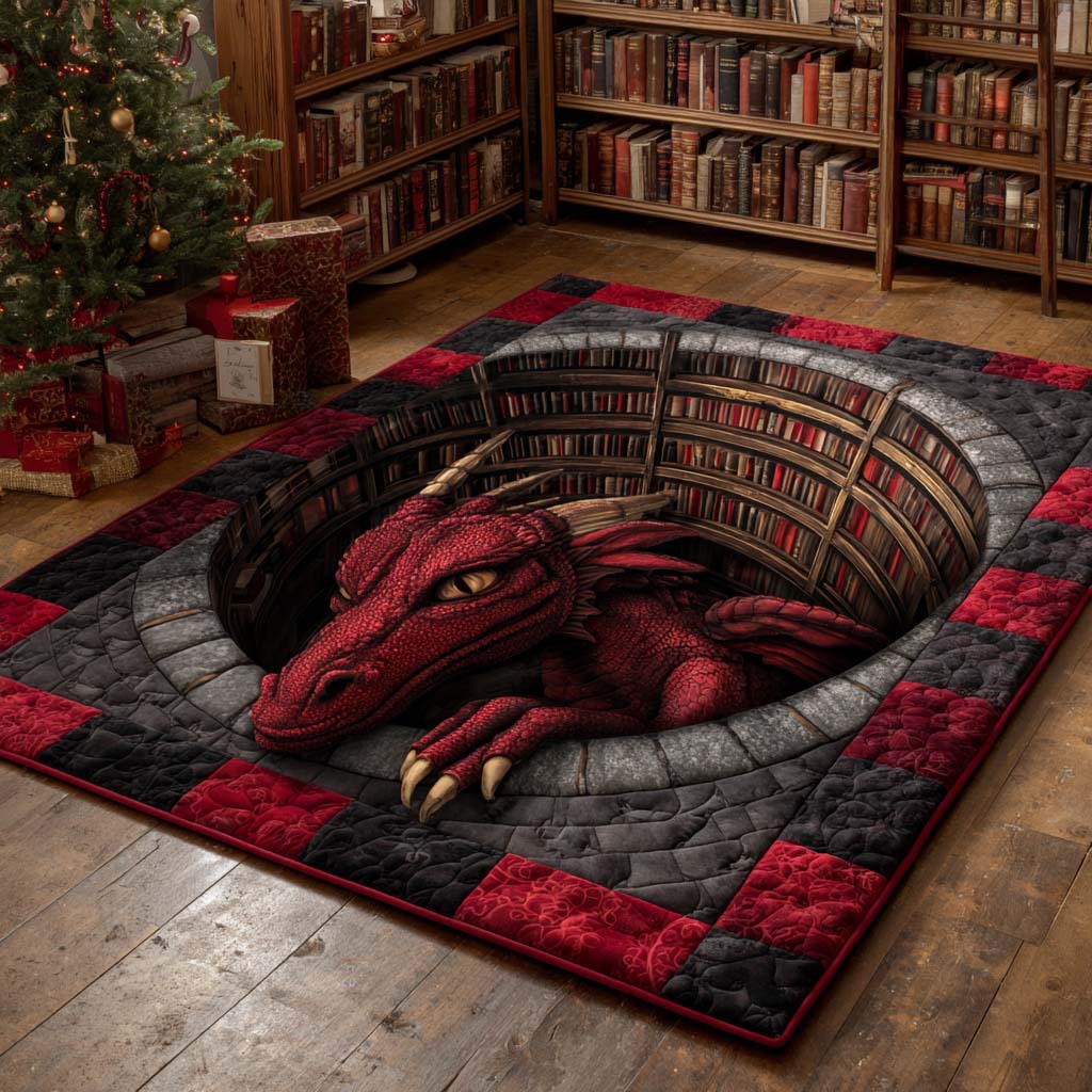 Obsidian Dragon Well area rug in a living room