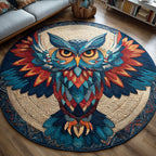 Obsidian Gaze Round Mat Rug - washable non-slip printed rug