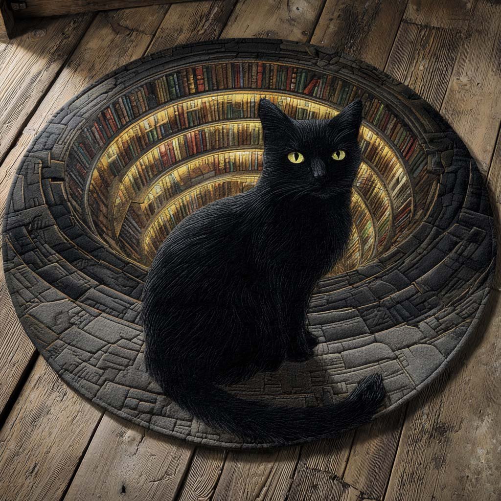 Obsidian Whisper Round Mat Rug - washable non-slip printed rug