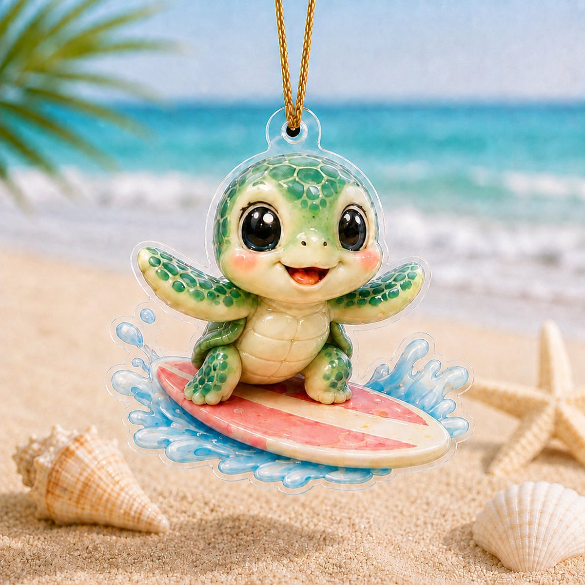 Ocean Turtle Surf Adorable Christmas Ornament
