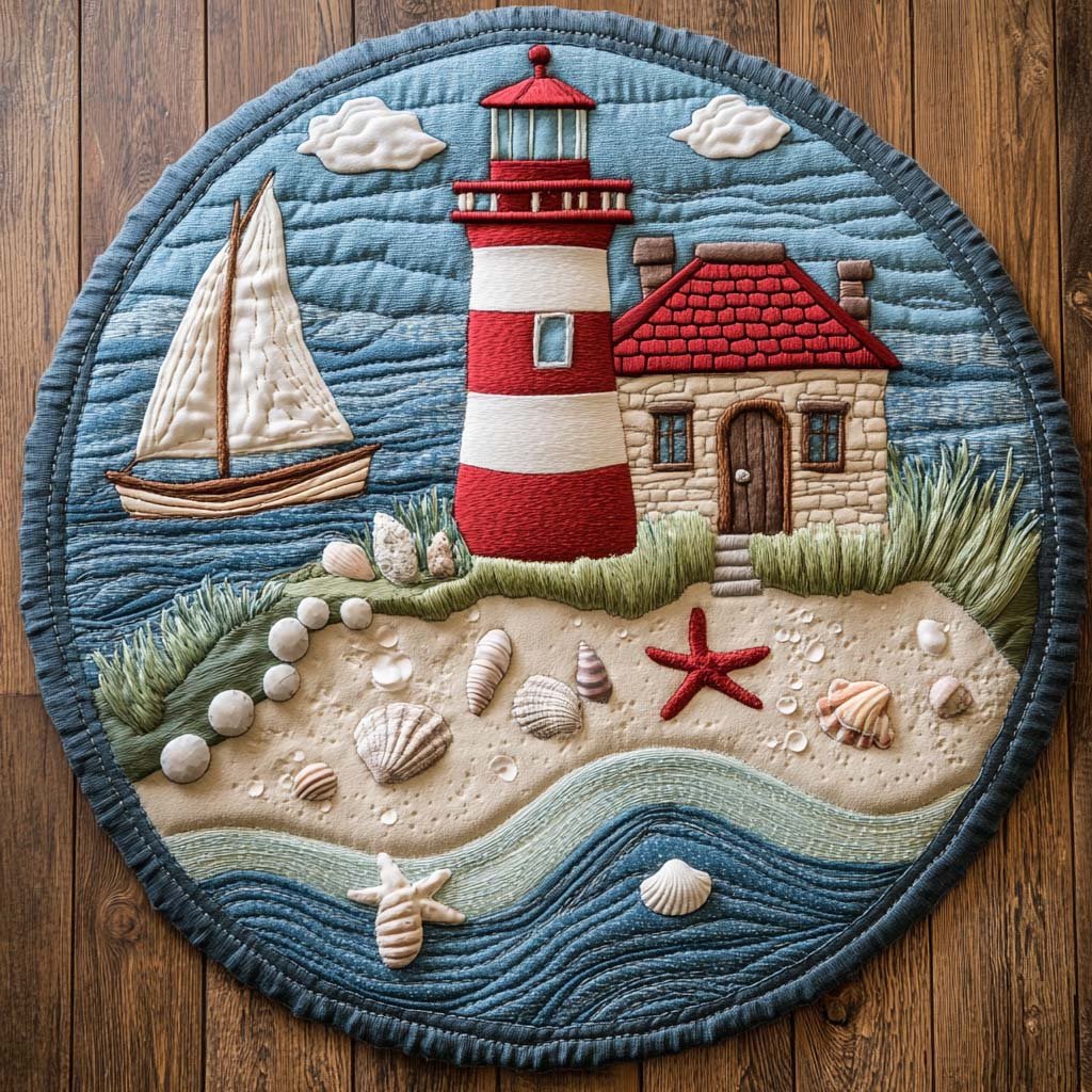 Ocean Beacon Round Mat Rug - Nature Design | Serene Home Decor