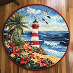 Ocean Beacon Round Mat Rug - washable non-slip printed rug