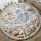 Ocean Breeze Round Mat Rug - washable non-slip printed rug