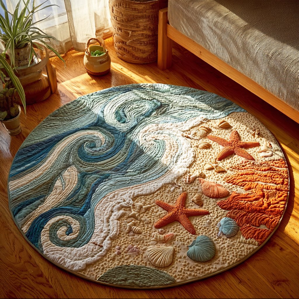 Ocean Breeze Round Mat Rug - Nature Design | Serene Home Decor