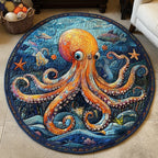 Ocean Breeze Serenity Round Mat Rug - washable non-slip printed rug