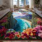 Ocean Cave area rug in a living room