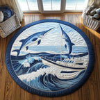 Ocean Dance Round Mat Rug - washable non-slip printed rug