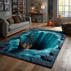 Ocean Descent area rug in a living room