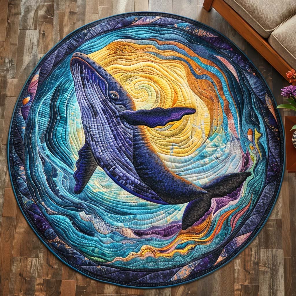 Ocean Drift Round Mat Rug - washable non-slip printed rug
