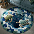 Ocean Drifter (Design 9) Round Mat Rug - washable non-slip printed rug