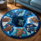 Ocean Drifter (Design 3) Round Mat Rug - washable non-slip printed rug