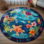 Ocean Embrace Round Mat Rug - washable non-slip printed rug
