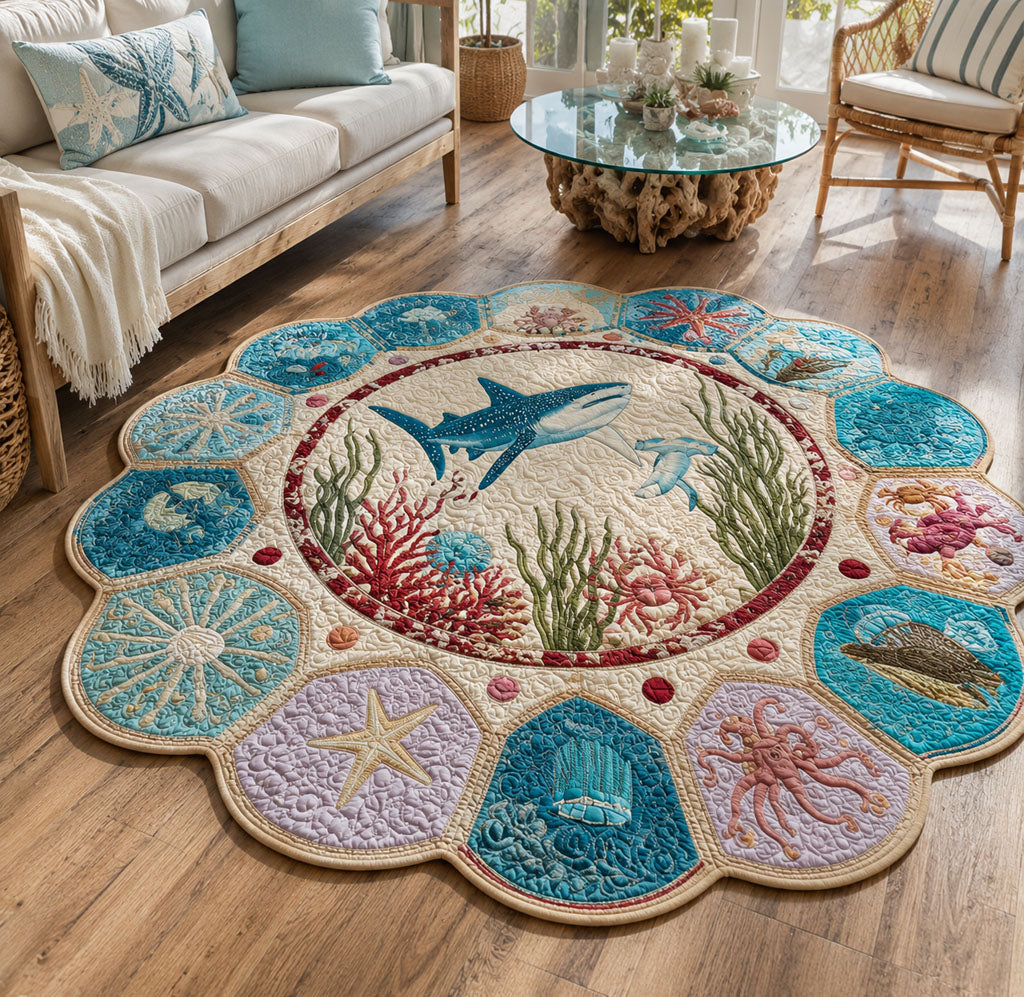 Ocean Expedition Custom Shape Area Rug - Coastal Design | Die-Cut Non-Slip Rug - washable non-slip printed rug