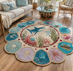 Ocean Expedition Custom Shape Area Rug - Coastal Design | Die-Cut Non-Slip Rug - washable non-slip printed rug