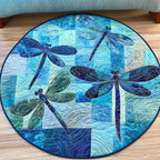 Ocean Flutter Round Mat Rug - washable non-slip printed rug