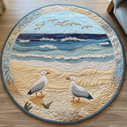 Ocean Glide Round Mat Rug - washable non-slip printed rug