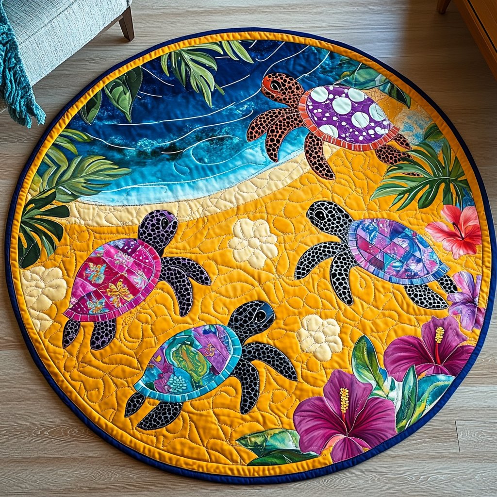 Ocean Glide Round Mat Rug - Nature Design | Serene Home Decor