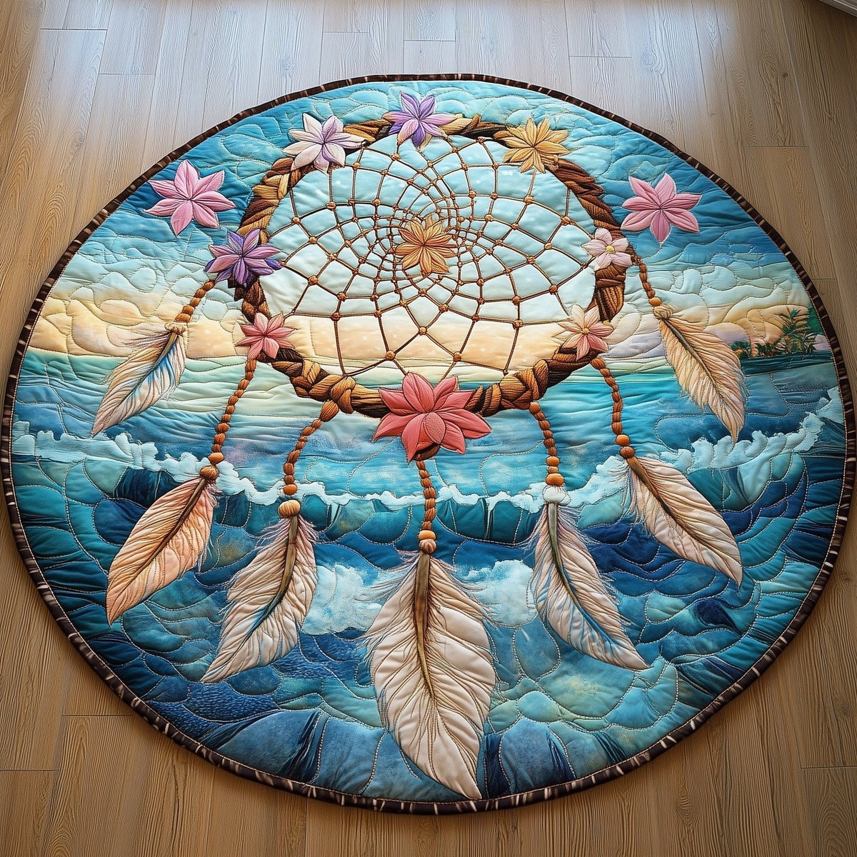 Ocean Guardian Round Mat Rug - washable non-slip printed rug