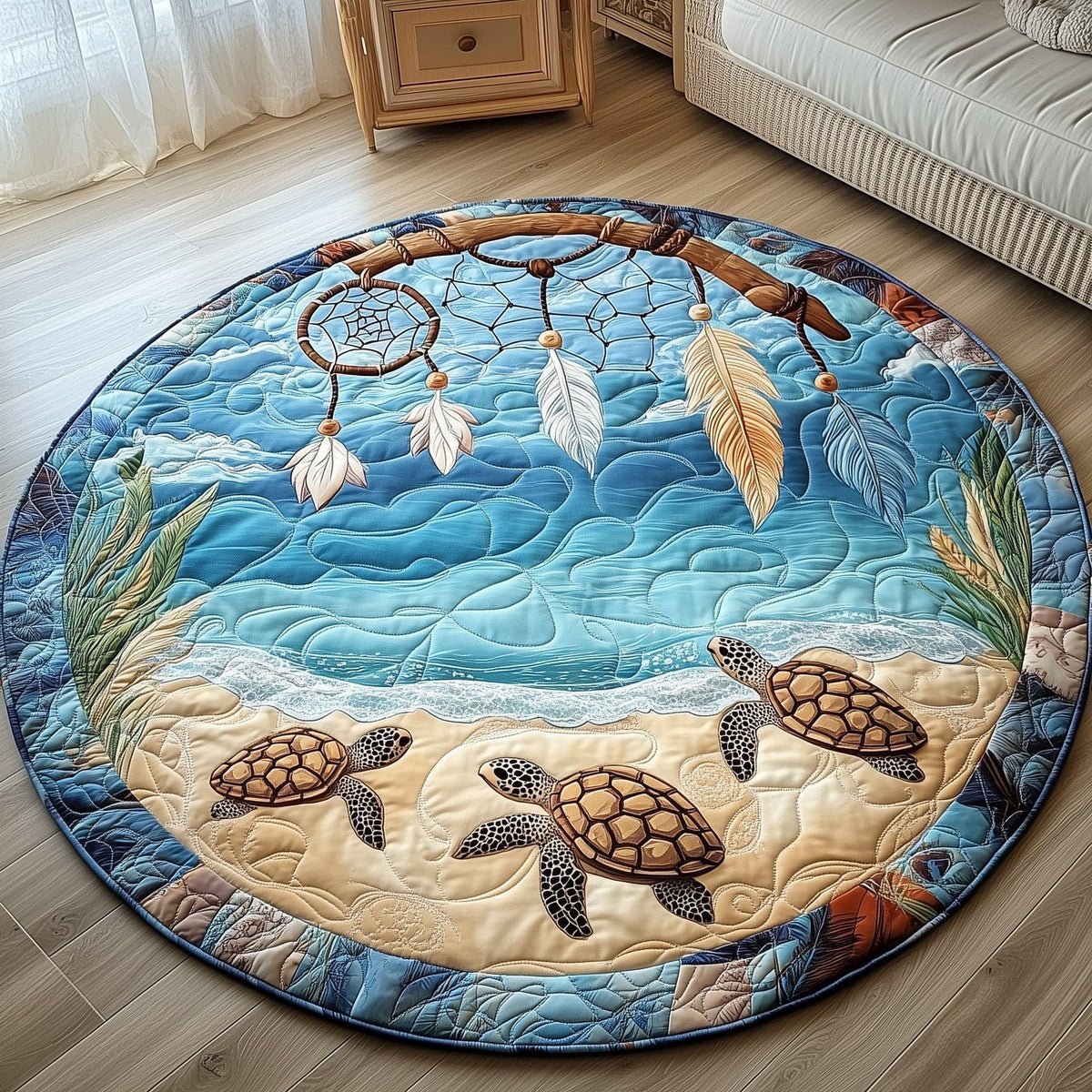Ocean Guardian Round Mat Rug - Nature Design | Serene Home Decor