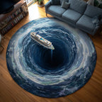 Ocean Hole Round Mat Rug - washable non-slip printed rug