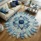 Ocean Pearl Scallop Custom Shape Area Rug - Coastal Design | Die-Cut Non-Slip Rug - washable non-slip printed rug