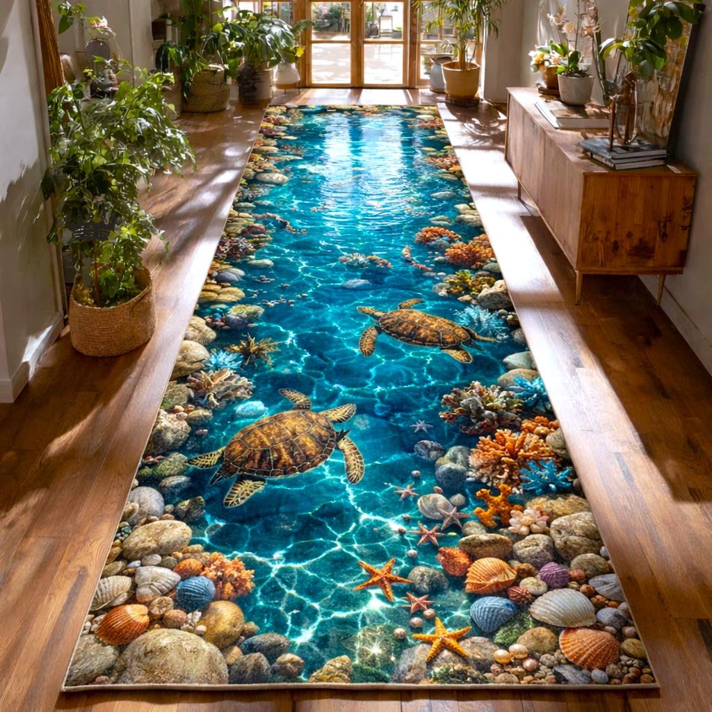 Ocean Pearls Runner Rug - Nature Design | Serene Runner Rug