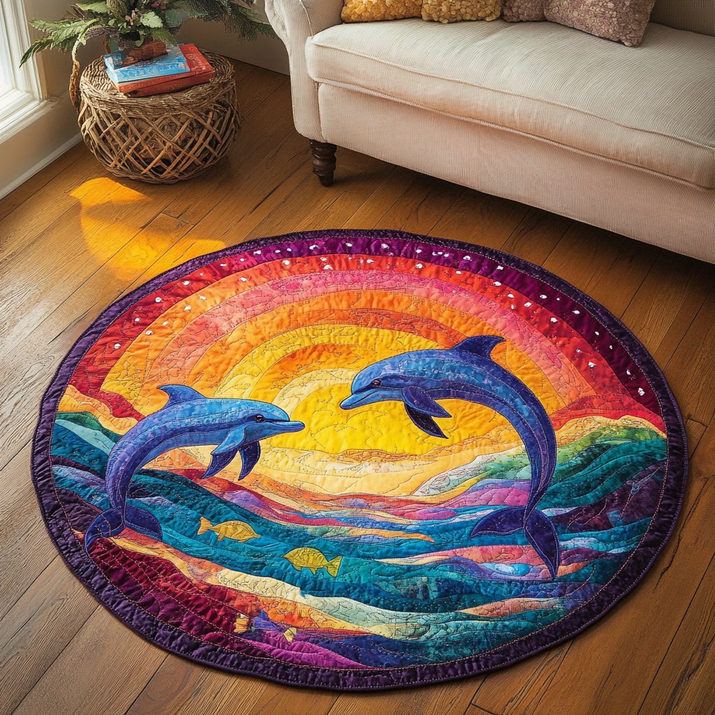 Ocean Spirit Round Mat Rug - washable non-slip printed rug