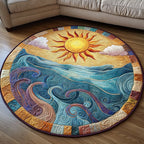 Ocean Sunrise Round Mat Rug - washable non-slip printed rug
