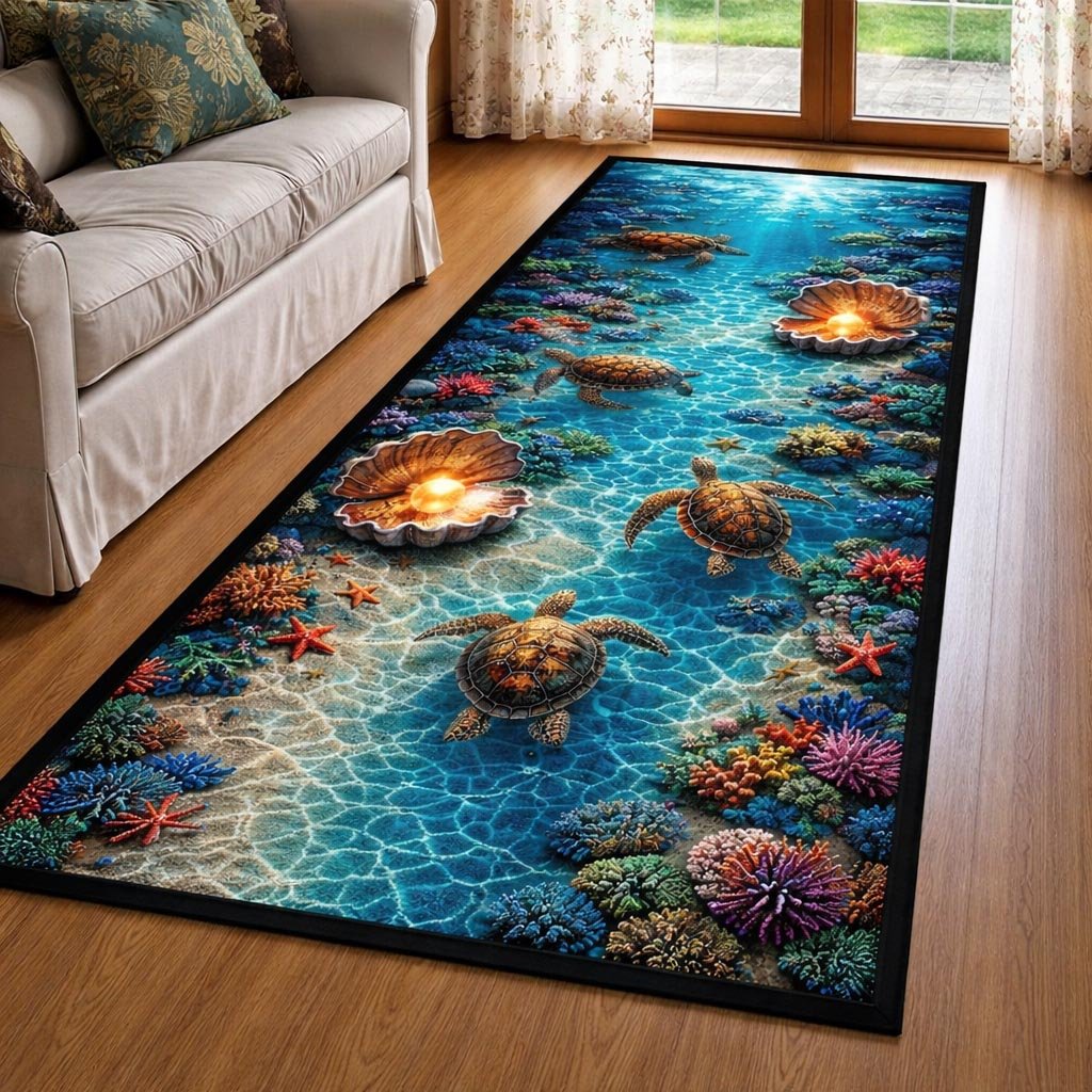 Ocean Treasure Runner Rug - Nature Design | Serene Runner Rug