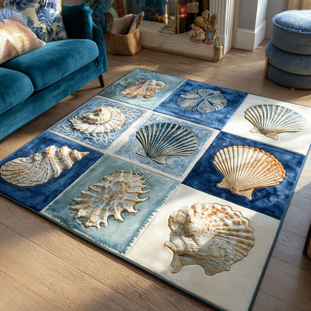 Ocean Treasures area rug in a living room