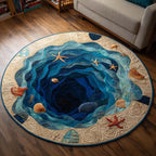 Ocean Treasures Round Mat Rug - washable non-slip printed rug