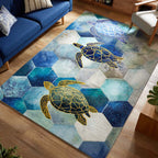 Ocean Turtle area rug in a living room