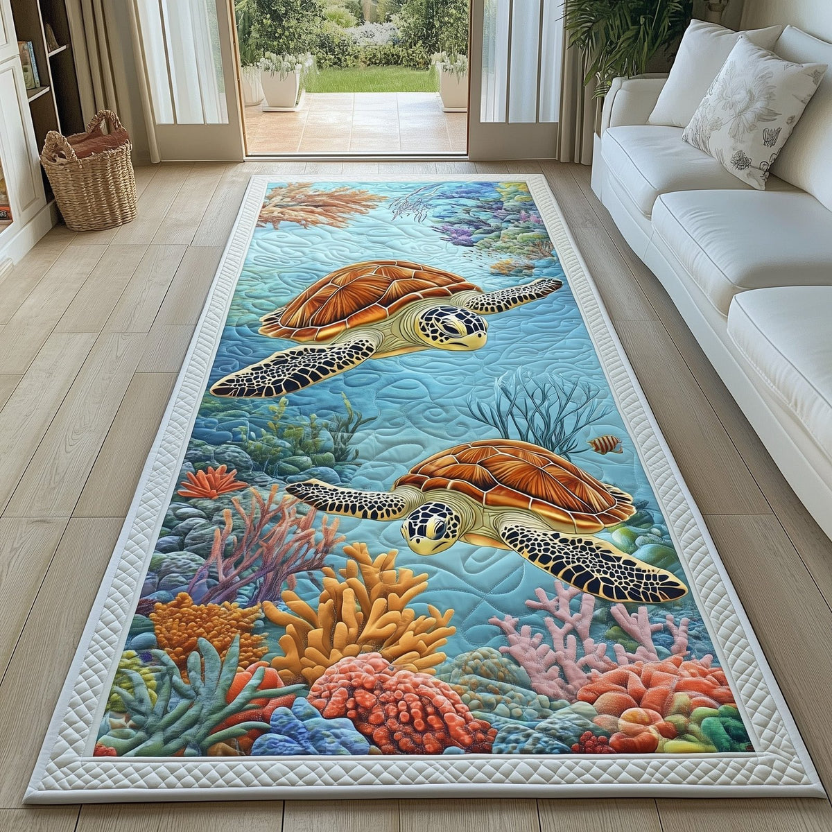 Ocean Turtle Runner Rug - Cute Pet Design | Animal Printed Runner Rug