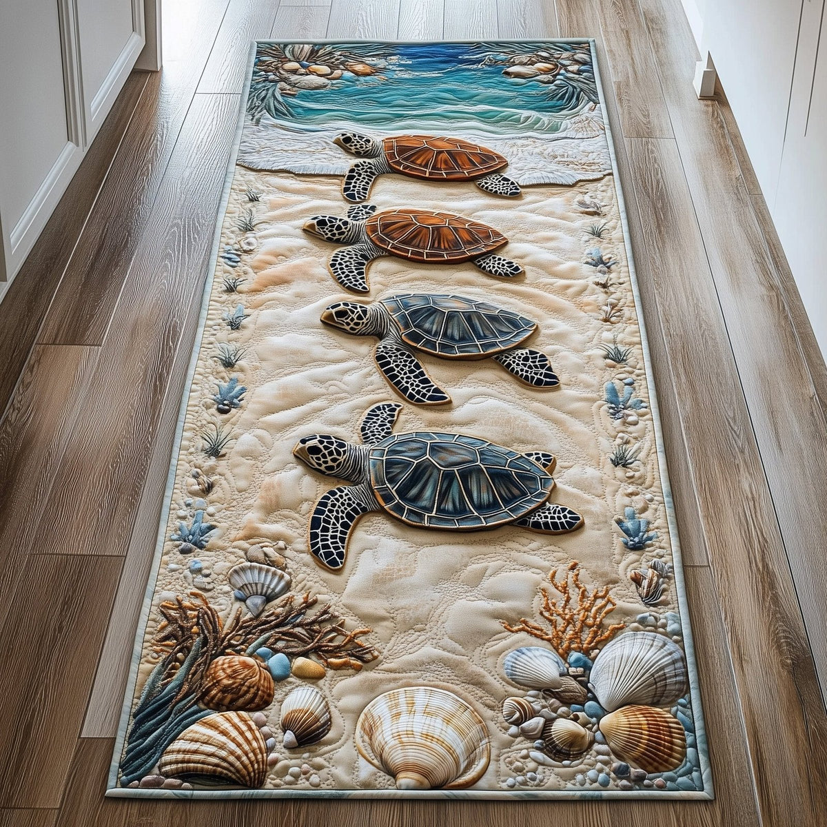 Ocean Turtle Runner Rug - Cute Pet Design | Animal Printed Runner Rug