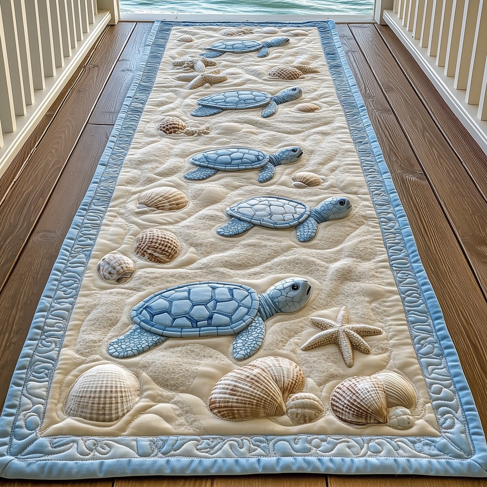 Ocean Turtle Runner Rug - Cute Pet Design | Animal Printed Runner Rug