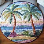 Ocean Vibes Round Mat Rug - washable non-slip printed rug